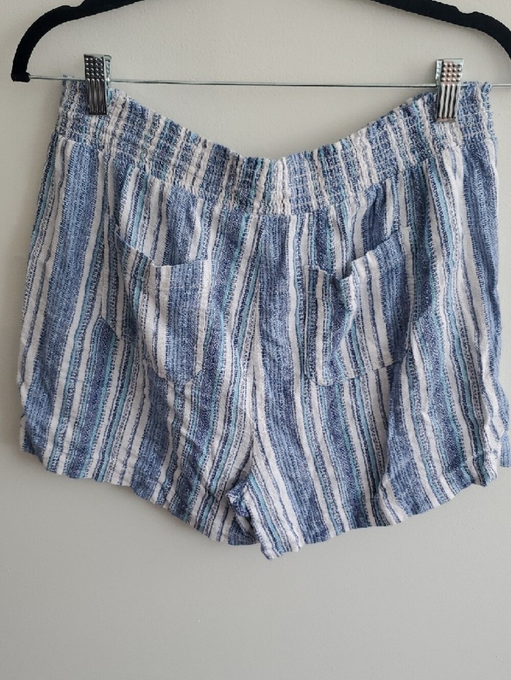 Briggs Blue & White Striped Linen Cotton Blend Women’s Drawstring Shorts Sz L - Picture 5 of 11
